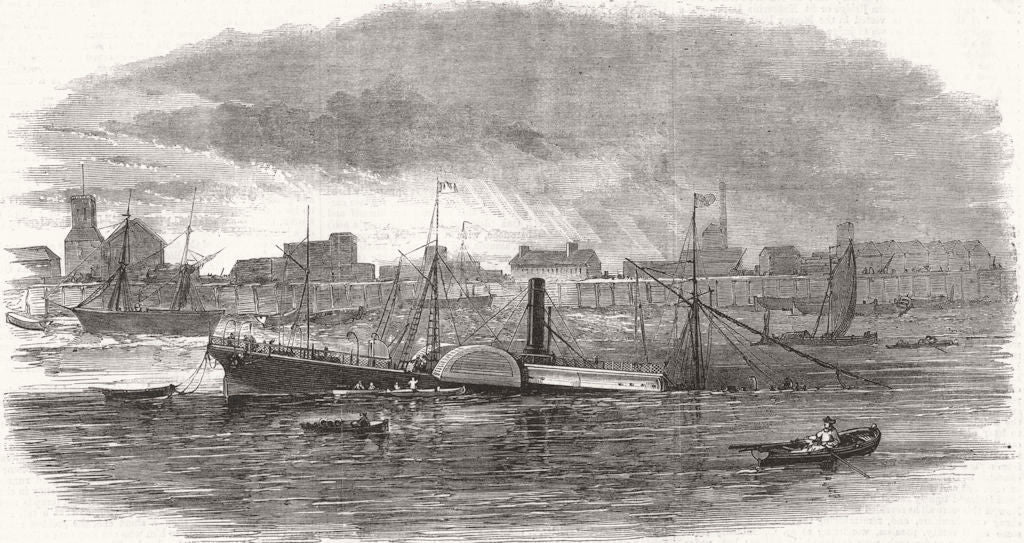 LONDON. Wreck of the Baron Osy in Limehouse Reach 1863 old antique print